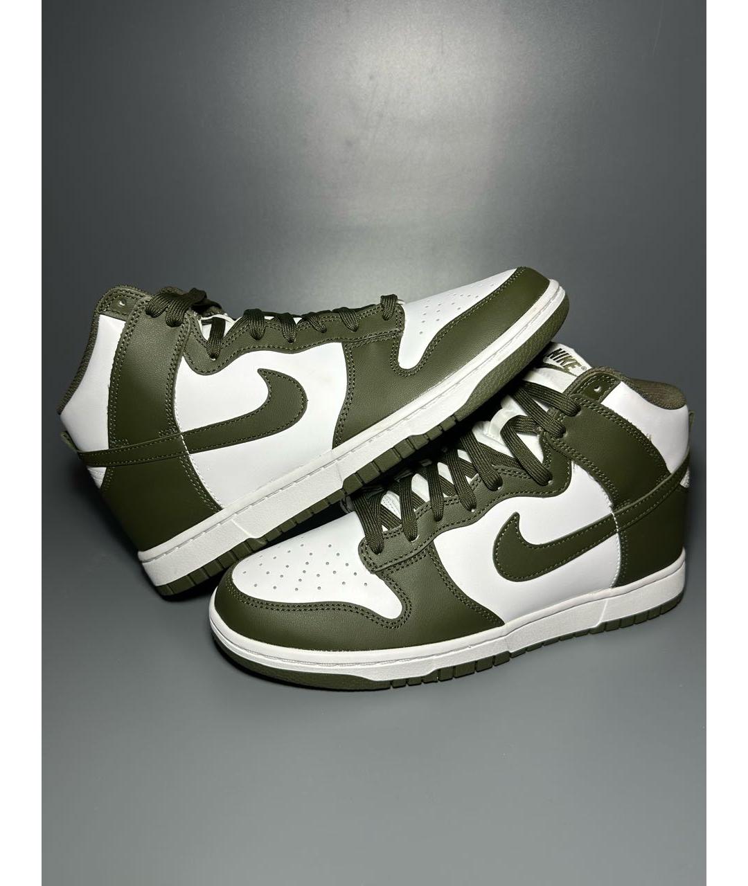 NIKE Зеленые кожаные высокие кроссовки / кеды, фото 5