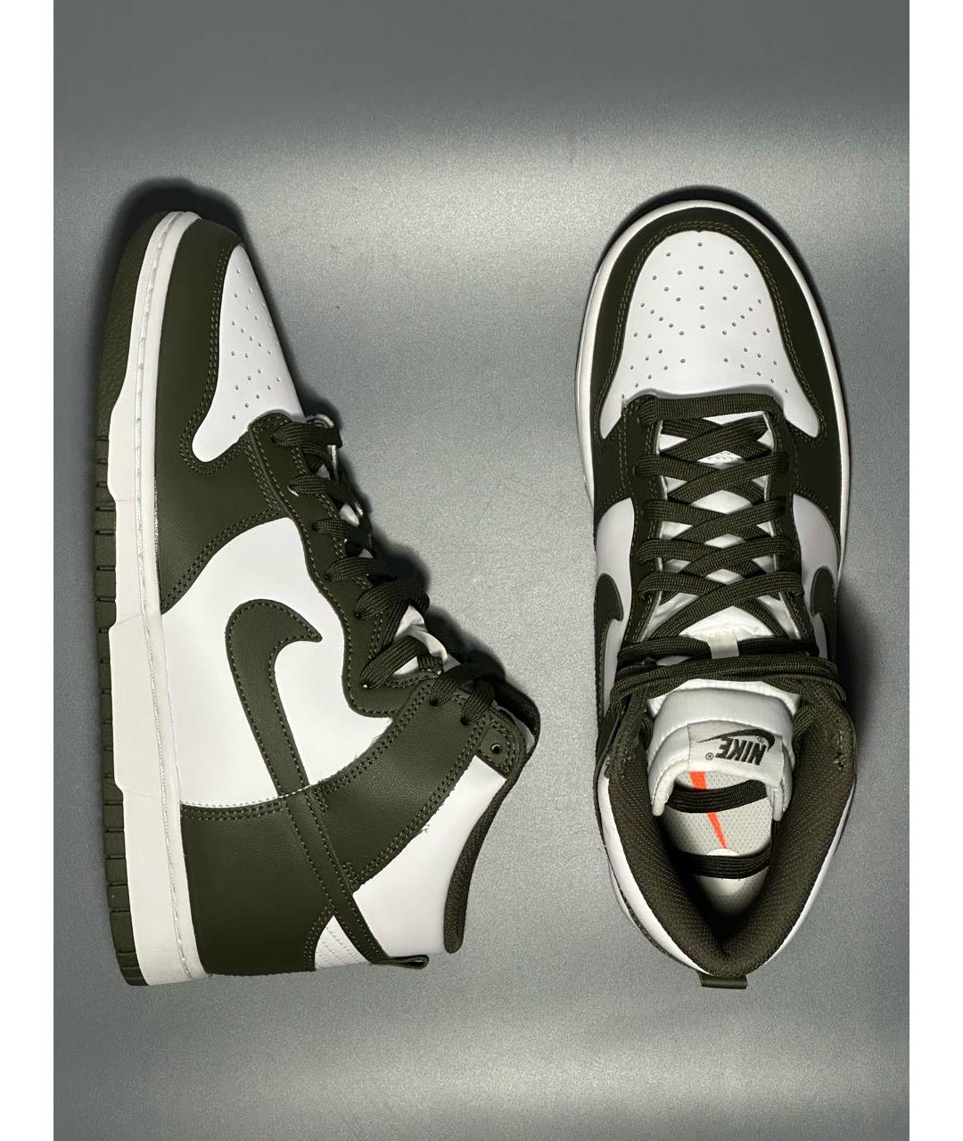 NIKE Зеленые кожаные высокие кроссовки / кеды, фото 3