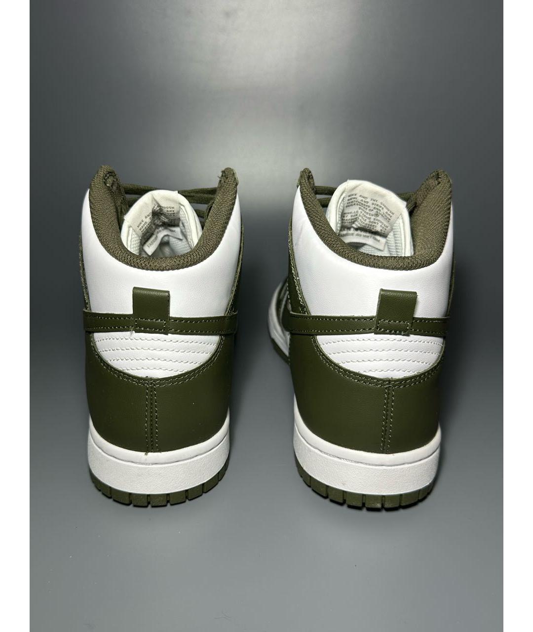 NIKE Зеленые кожаные высокие кроссовки / кеды, фото 4
