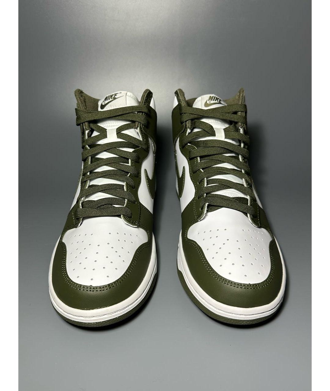 NIKE Зеленые кожаные высокие кроссовки / кеды, фото 2