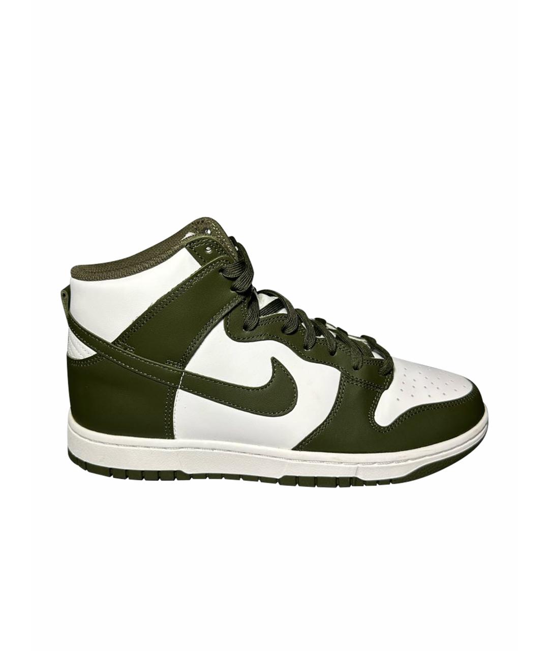 NIKE Зеленые кожаные высокие кроссовки / кеды, фото 1