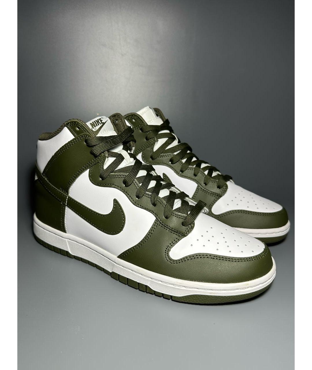 NIKE Зеленые кожаные высокие кроссовки / кеды, фото 6