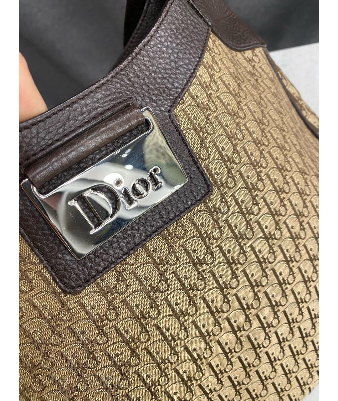 CHRISTIAN DIOR Коричневая кожаная сумка тоут, фото 7