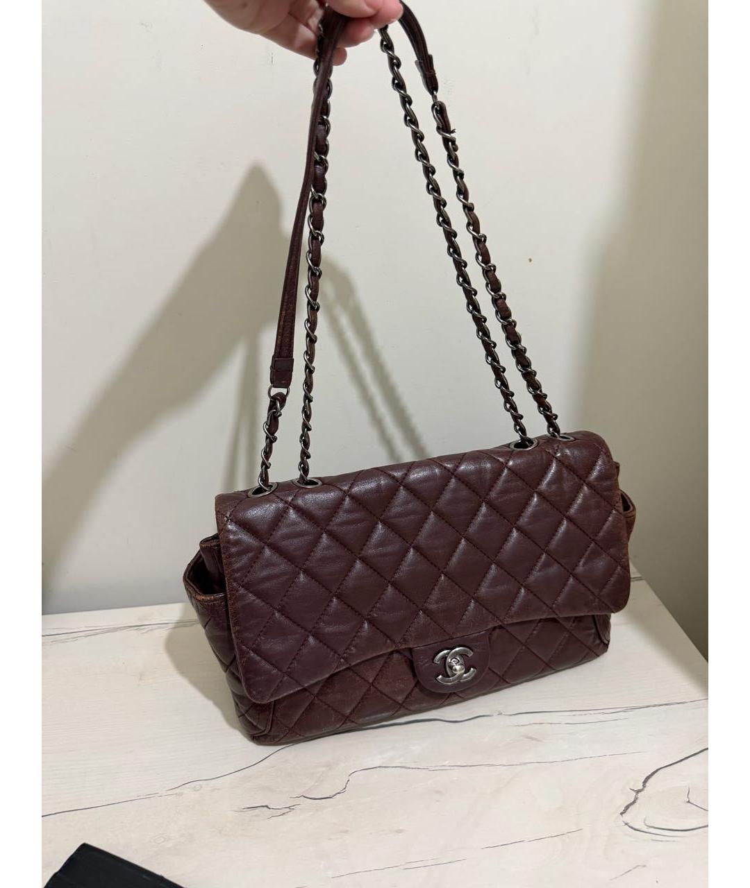 CHANEL Бордовая кожаная сумка через плечо, фото 9