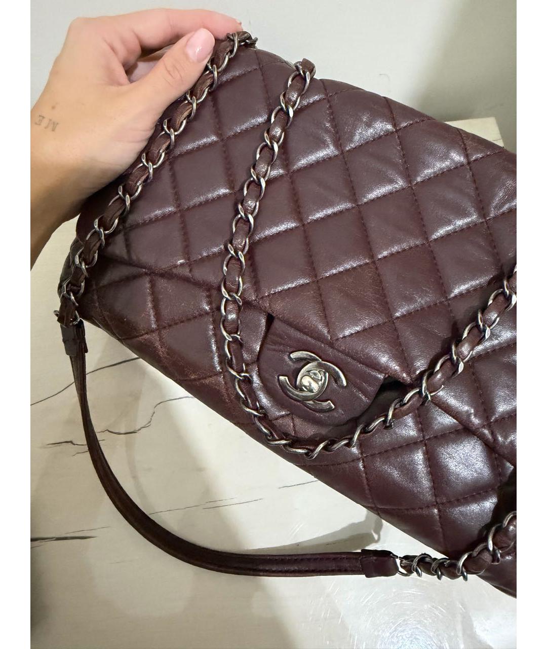 CHANEL Бордовая кожаная сумка через плечо, фото 5