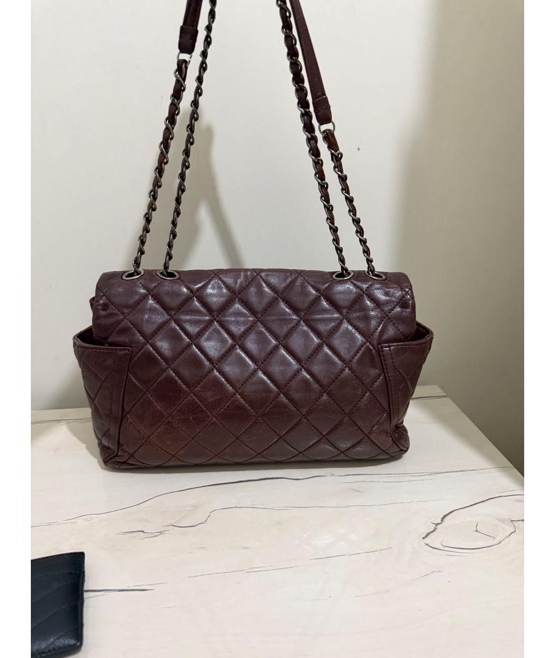 CHANEL Бордовая кожаная сумка через плечо, фото 3