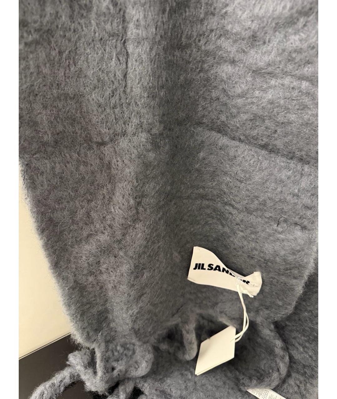 JIL SANDER Серый шарф, фото 2