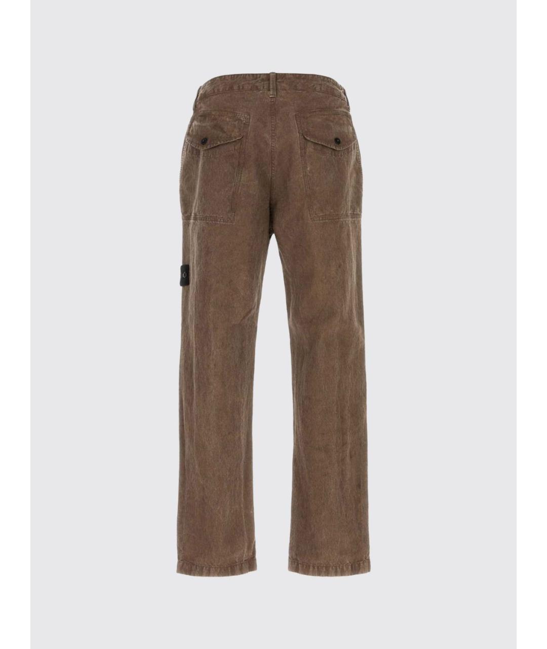 STONE ISLAND Бежевые хлопковые повседневные брюки, фото 3