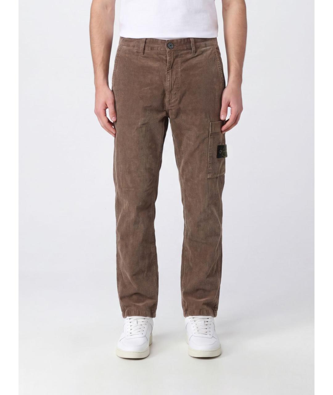 STONE ISLAND Бежевые хлопковые повседневные брюки, фото 2