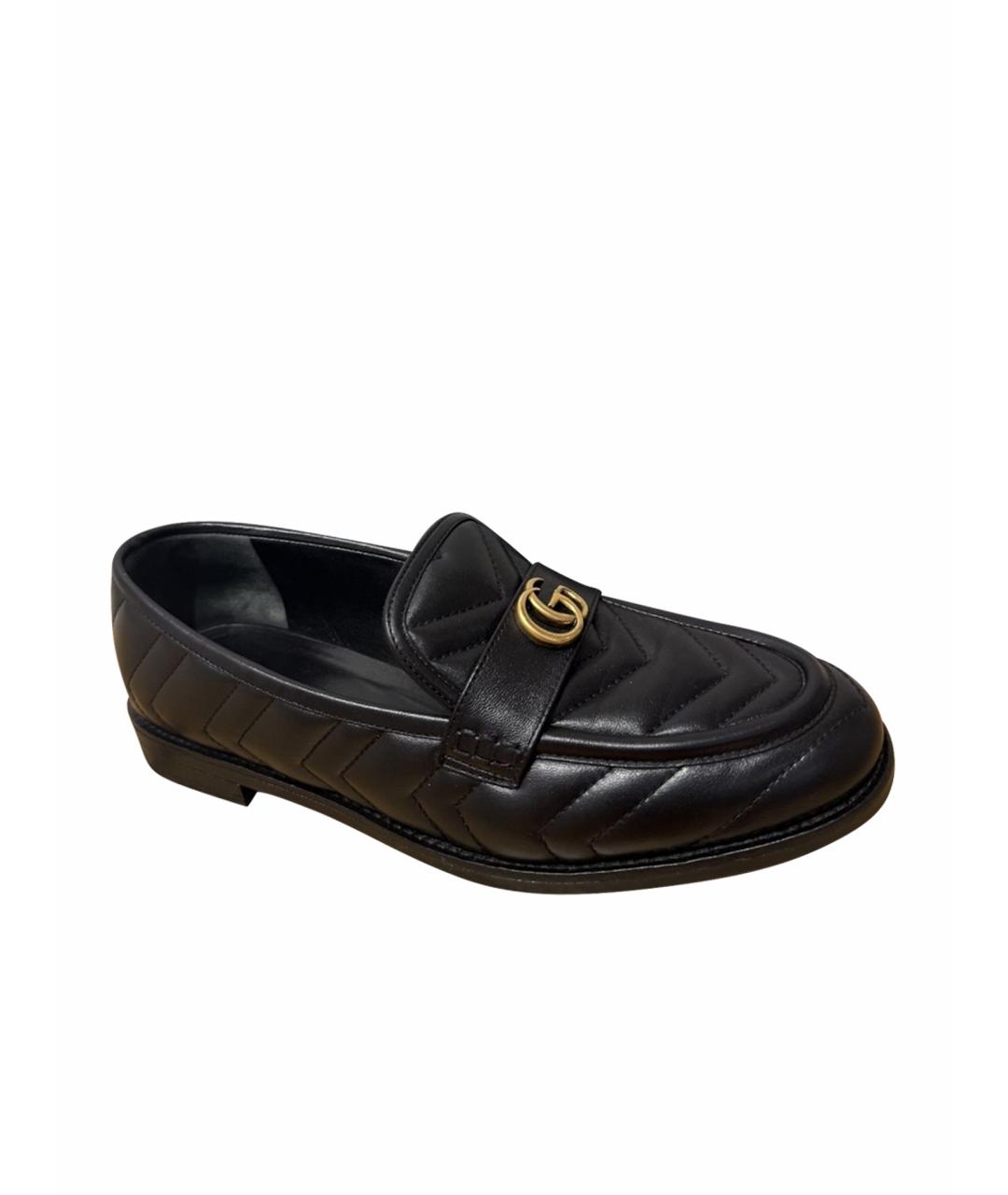 GUCCI Черные кожаные лоферы, фото 1
