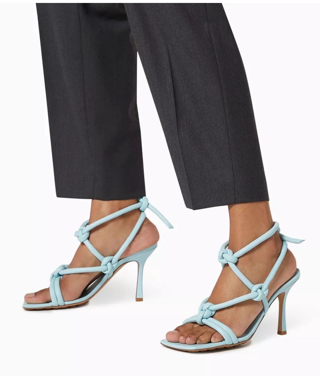 BOTTEGA VENETA Голубые кожаные босоножки, фото 3