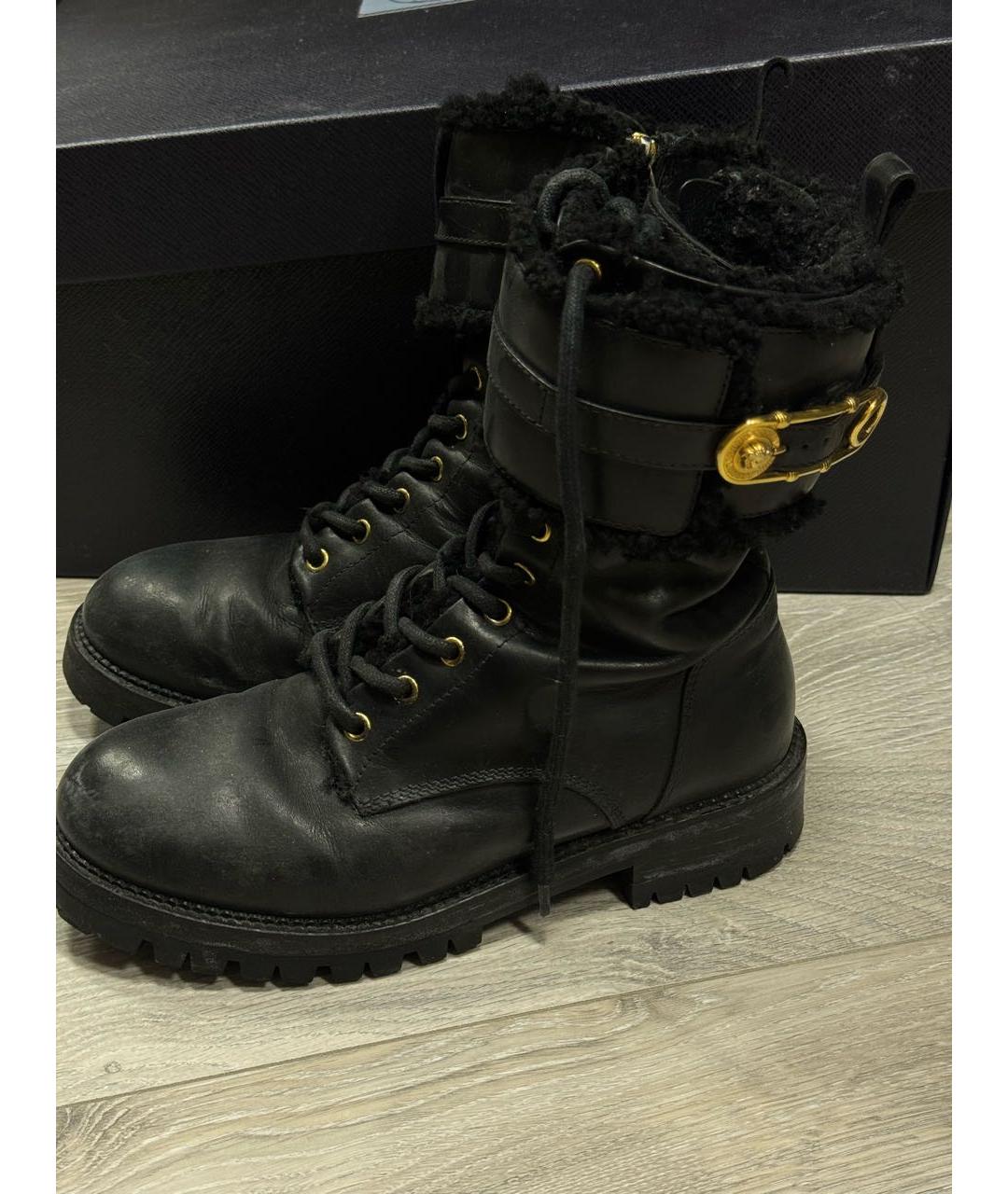 VERSACE Черные кожаные ботинки, фото 6