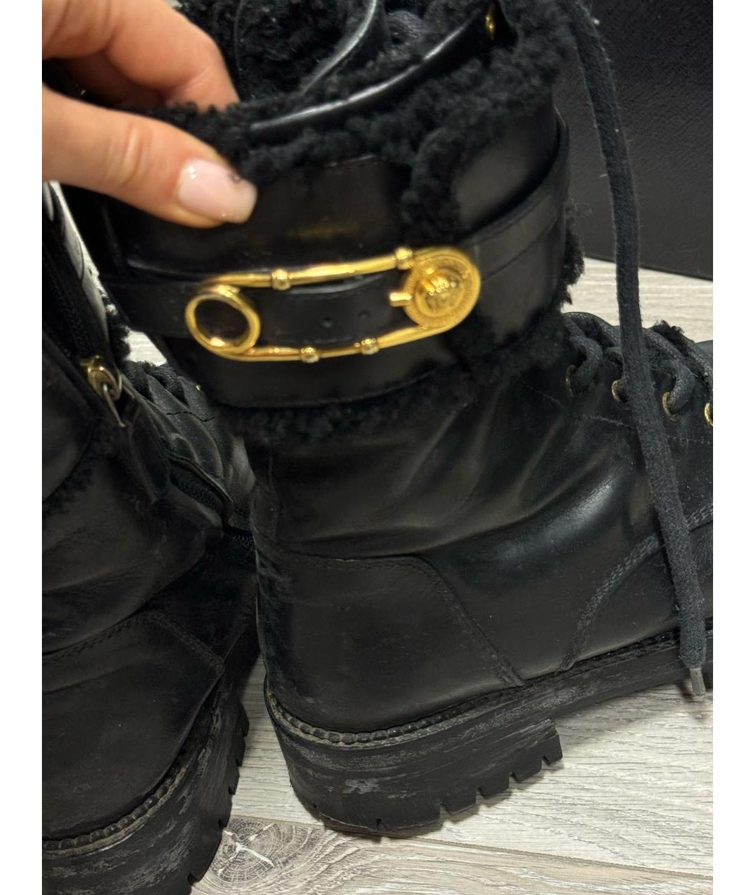 VERSACE Черные кожаные ботинки, фото 2
