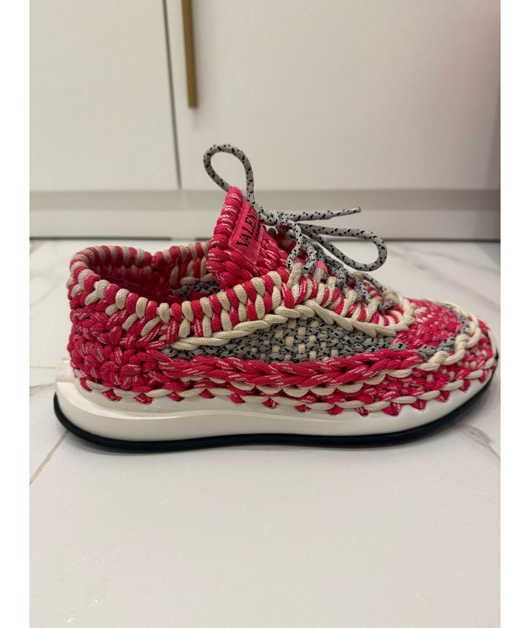VALENTINO Розовые текстильные кроссовки, фото 6