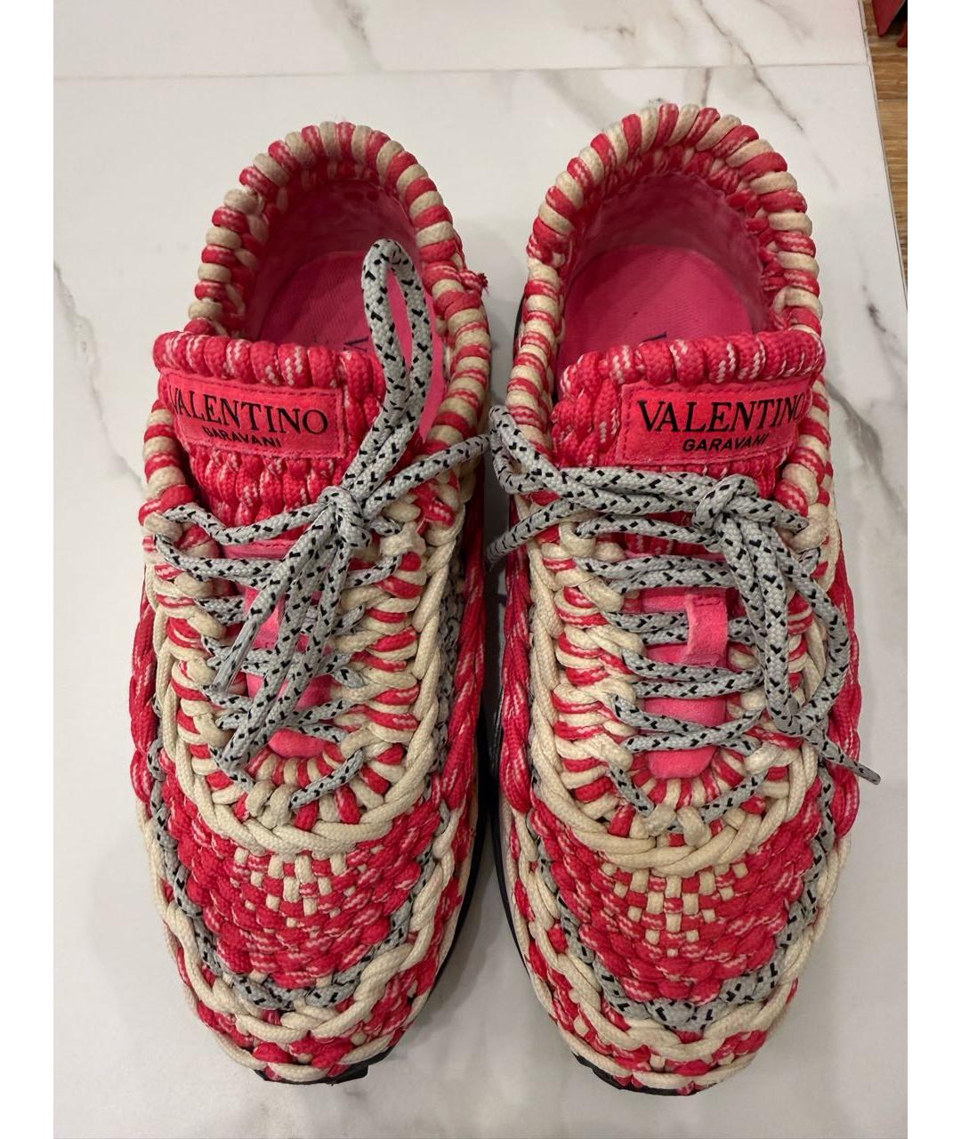 VALENTINO Розовые текстильные кроссовки, фото 2