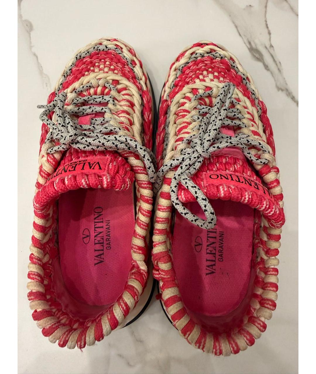 VALENTINO Розовые текстильные кроссовки, фото 3