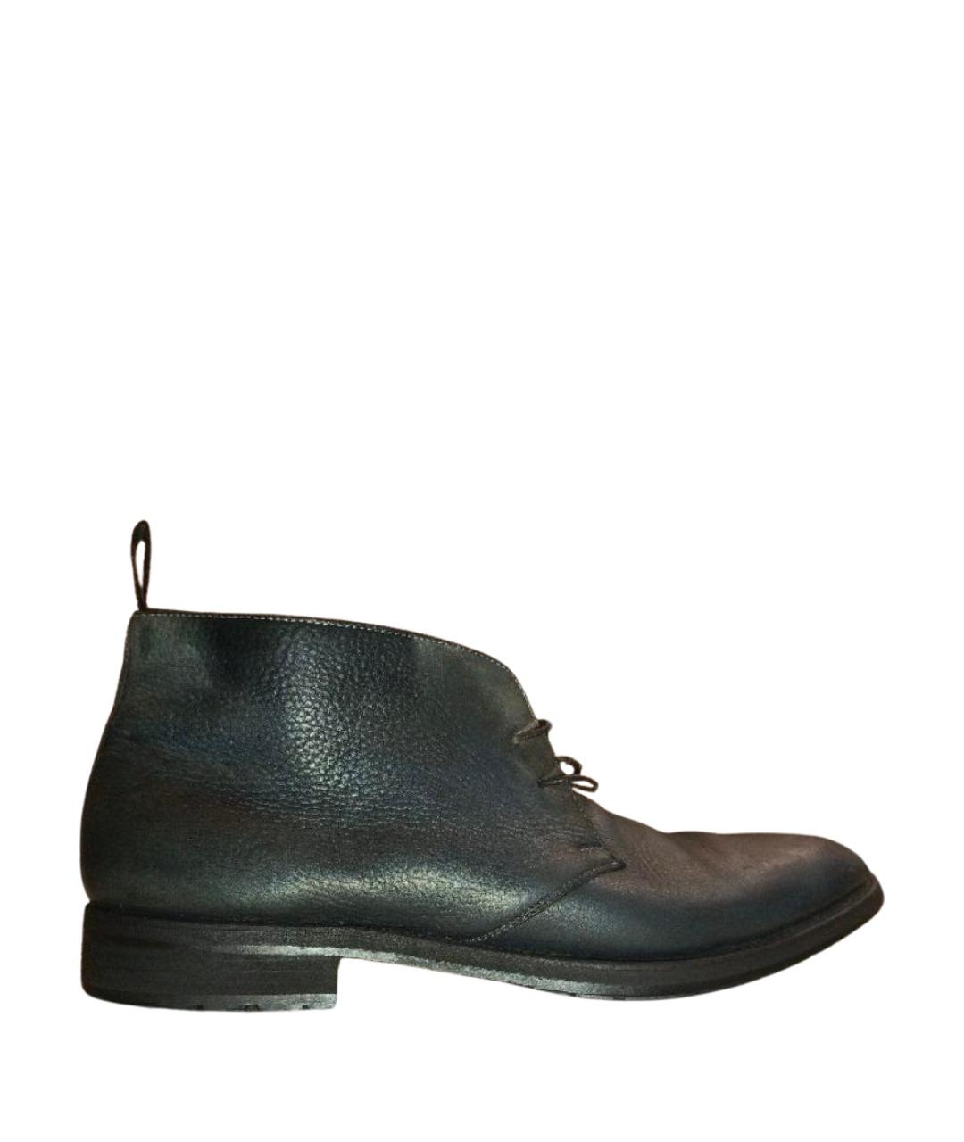 SANTONI Темно-синие кожаные высокие ботинки, фото 1