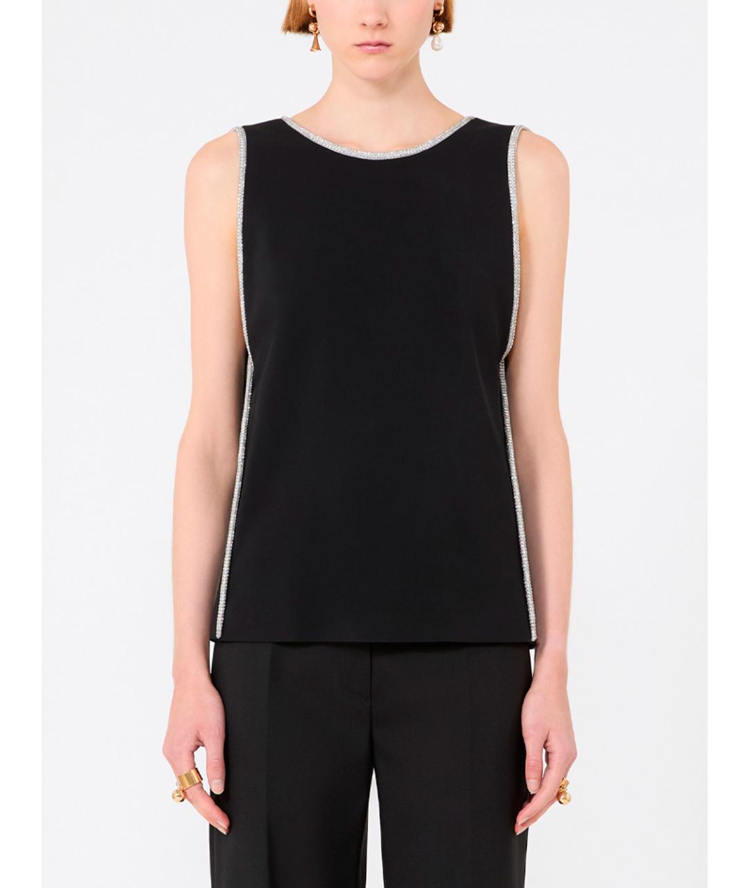 SPORTMAX Черная вискозная майка, фото 2