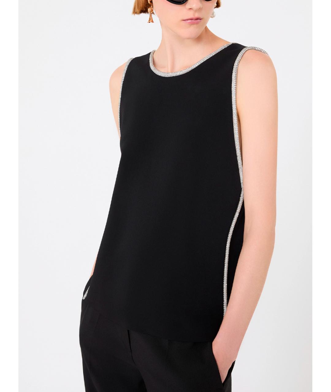 SPORTMAX Черная вискозная майка, фото 4