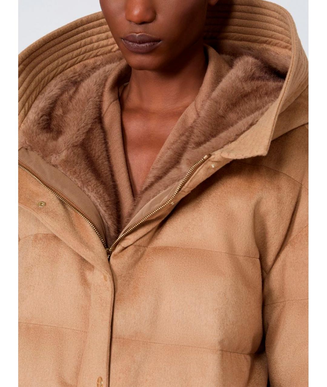 MAX MARA Бежевое кожаное пальто, фото 5