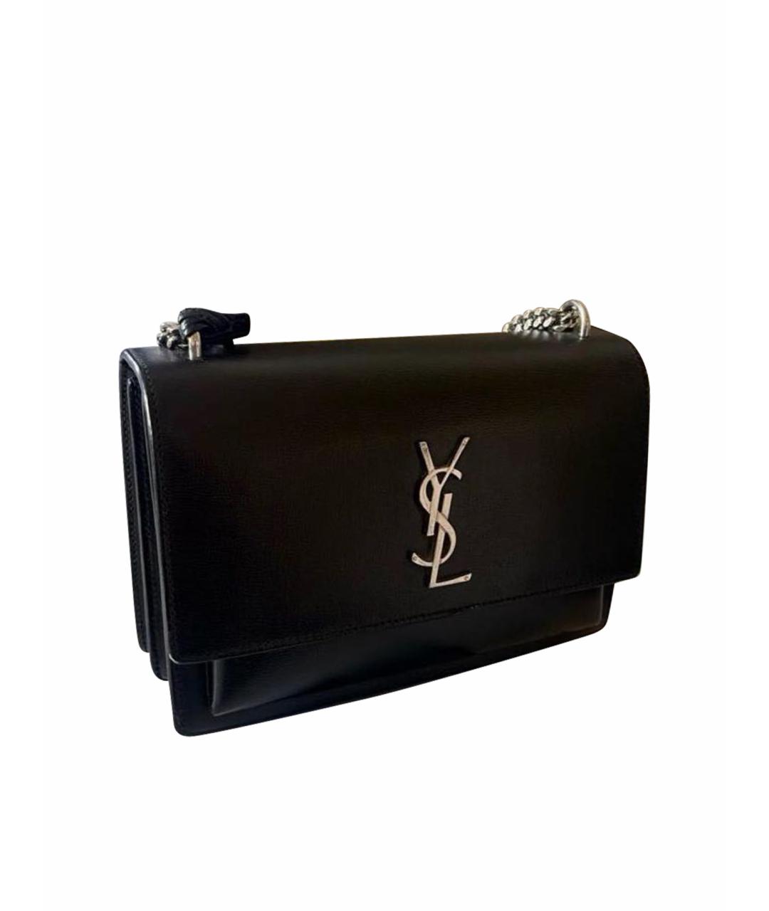 SAINT LAURENT Черная кожаная сумка с короткими ручками, фото 1