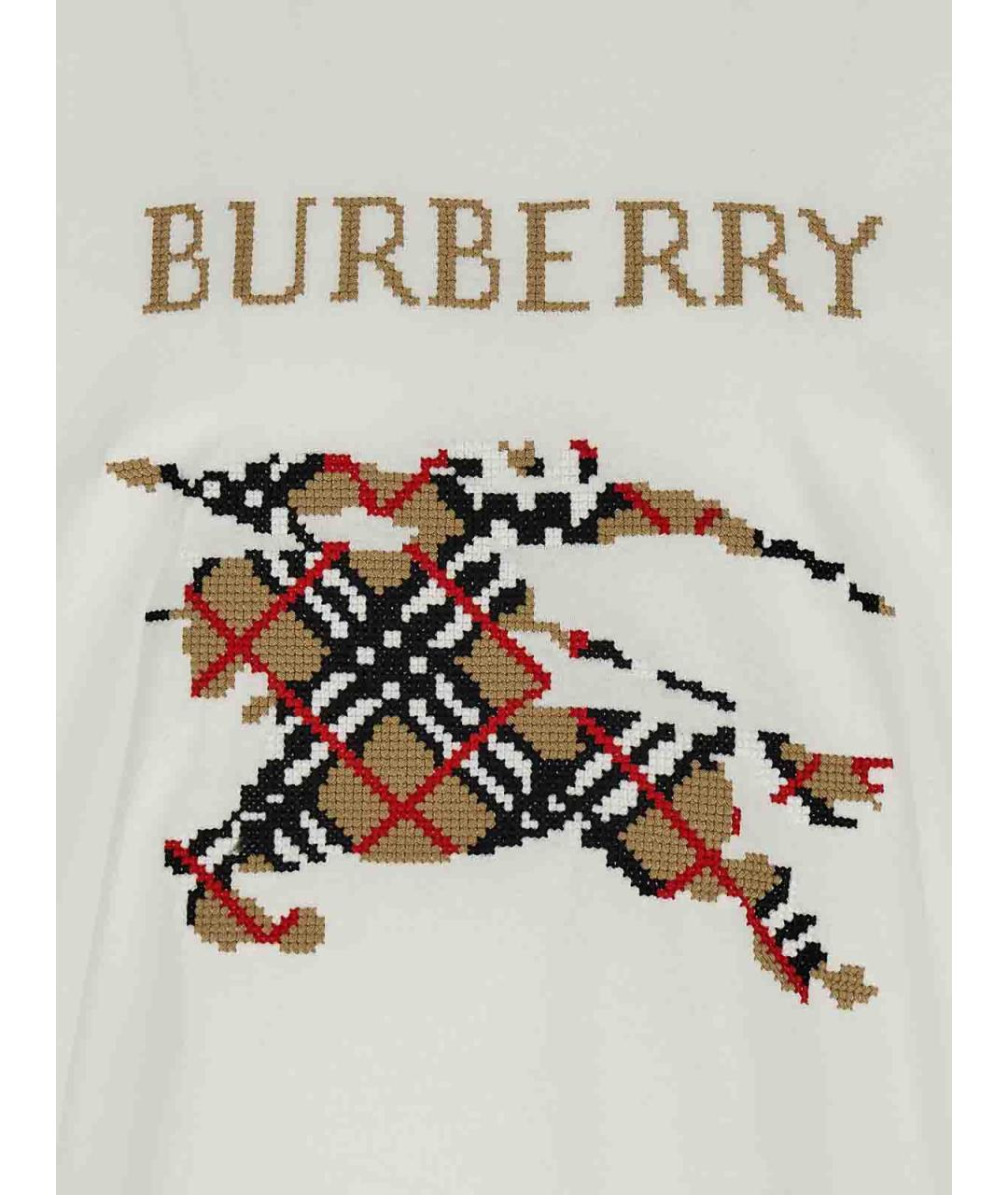 BURBERRY Белая хлопковая футболка, фото 4