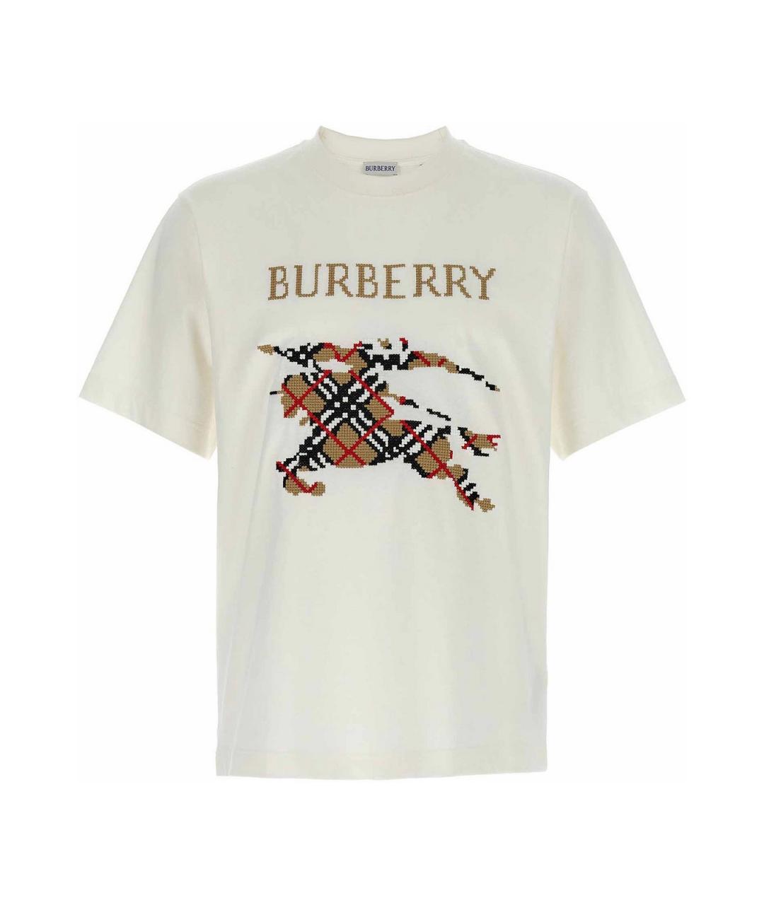 BURBERRY Белая хлопковая футболка, фото 1