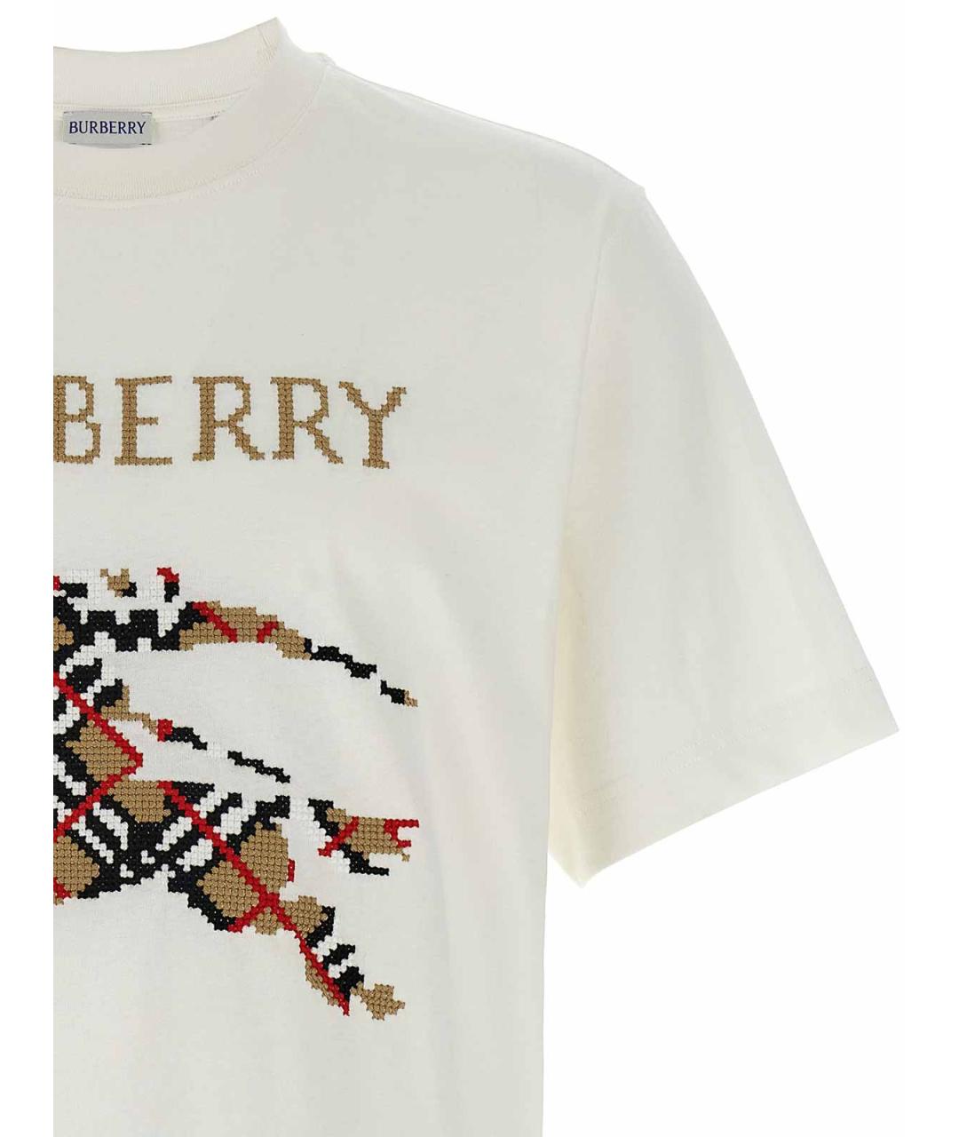 BURBERRY Белая хлопковая футболка, фото 3