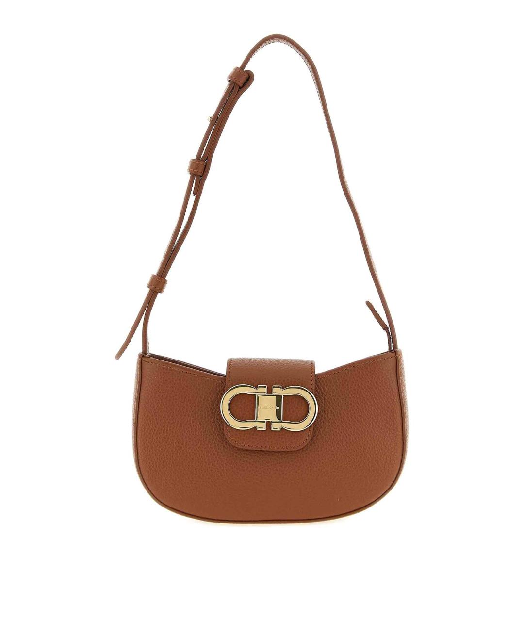 FERRAGAMO Коричневая кожаная сумка через плечо, фото 1