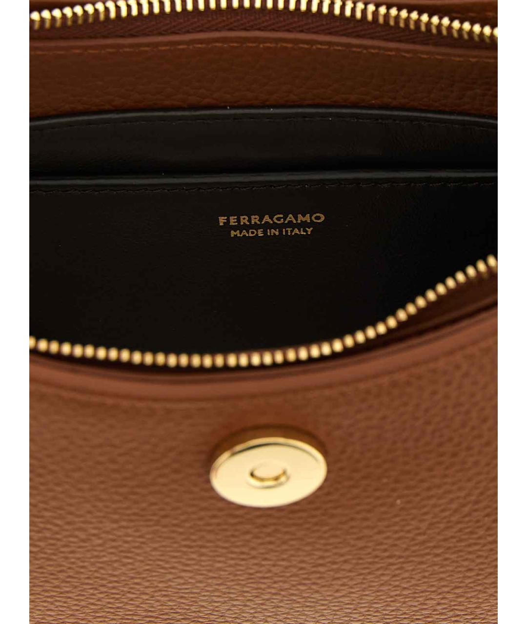 FERRAGAMO Коричневая кожаная сумка через плечо, фото 4