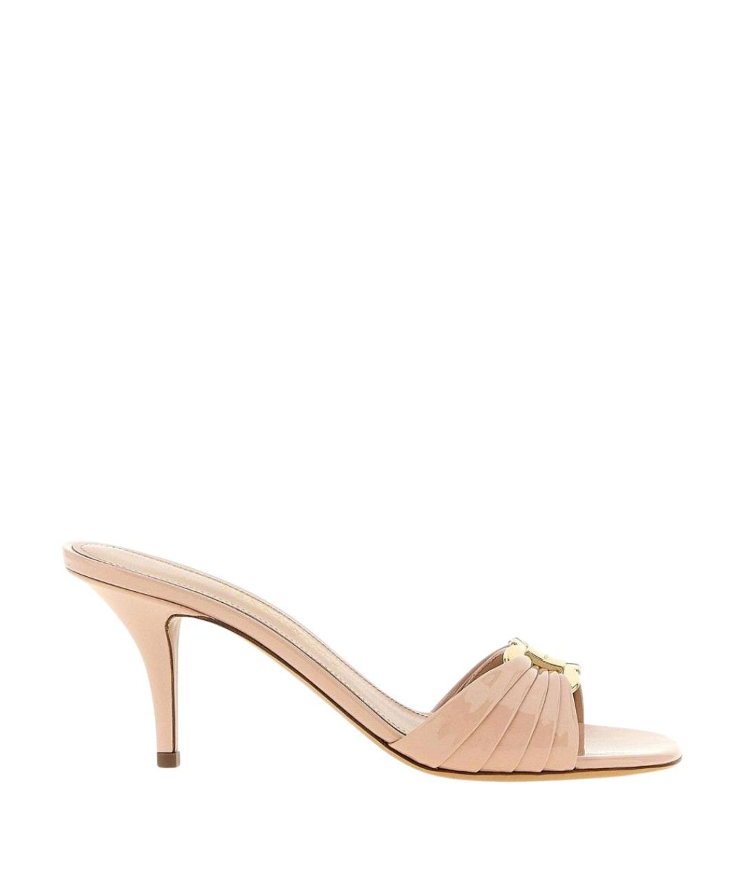 FERRAGAMO Розовые мюли из лакированной кожи, фото 1