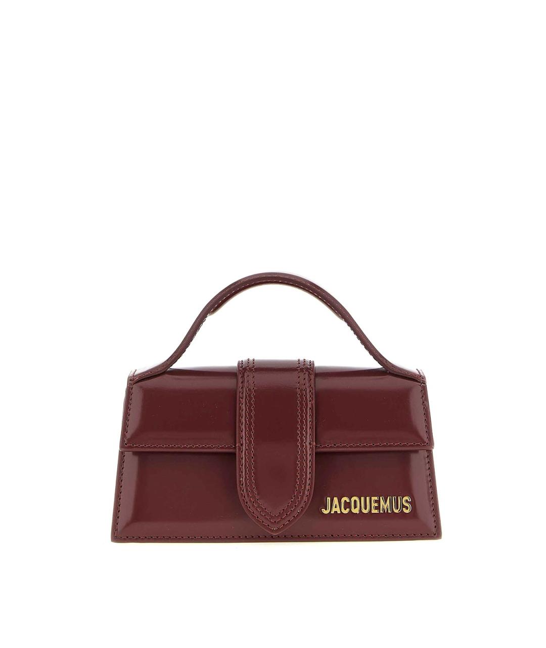 JACQUEMUS Бордовая кожаная сумка с короткими ручками, фото 1