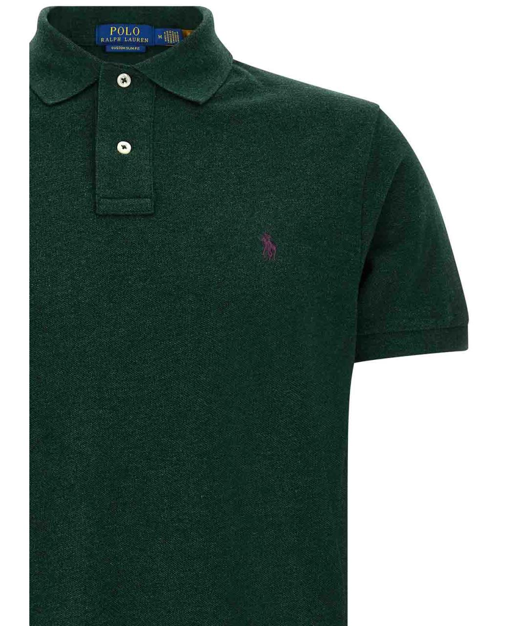 POLO RALPH LAUREN Зеленое хлопковое поло с коротким рукавом, фото 3