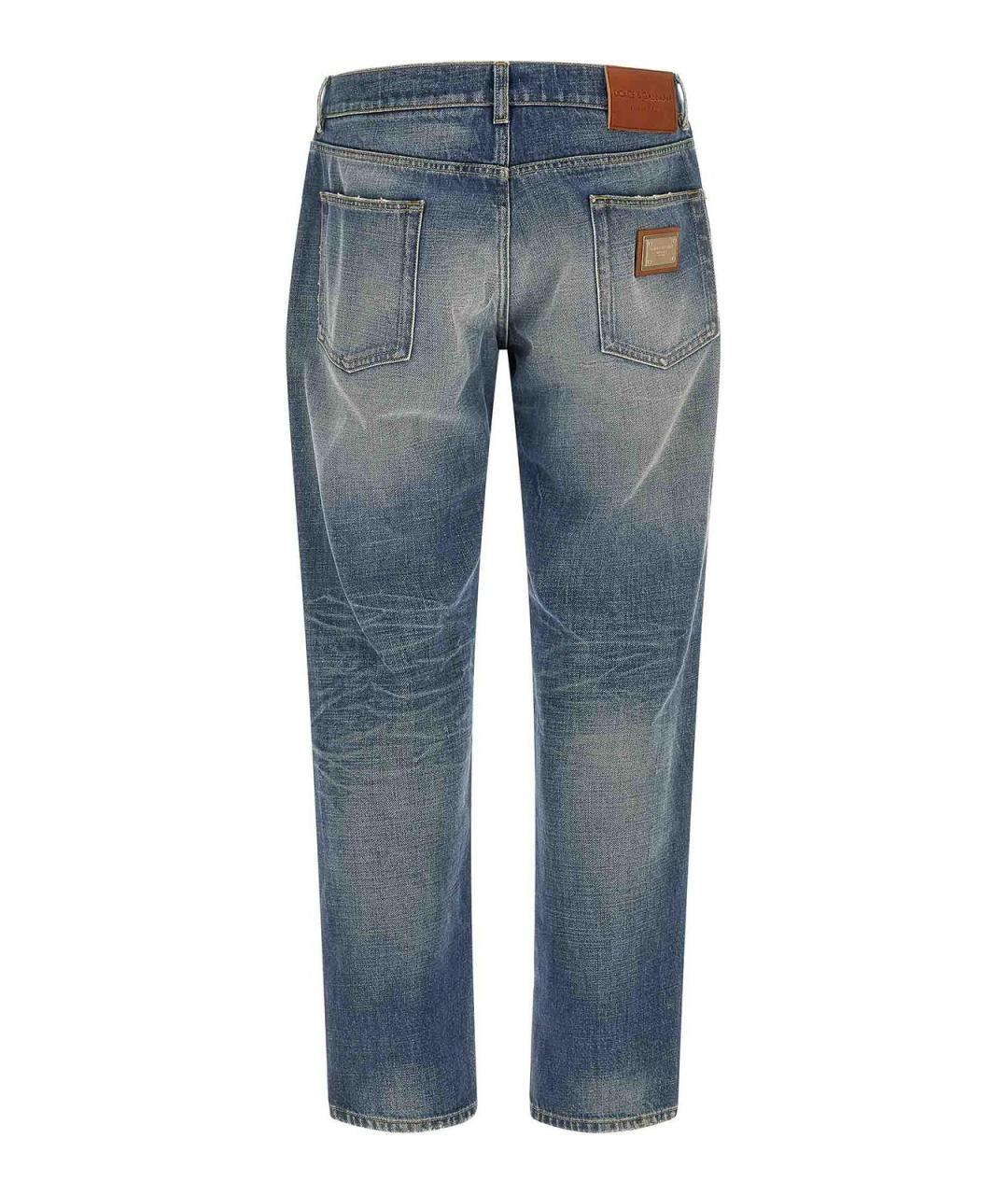 DOLCE&GABBANA Голубые хлопковые прямые джинсы, фото 2