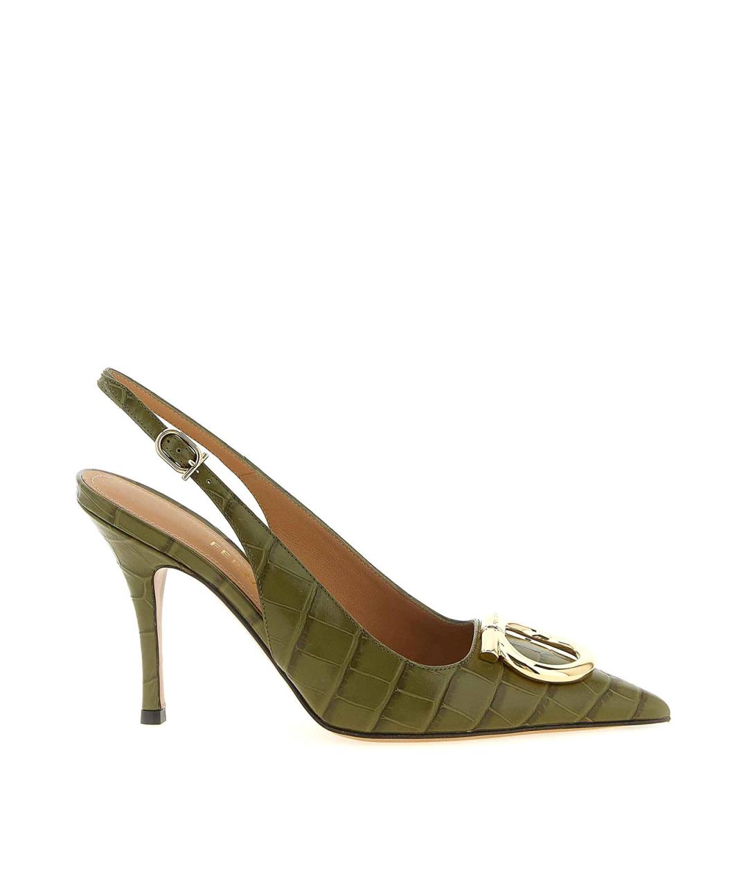 FERRAGAMO Зеленые кожаные туфли, фото 1