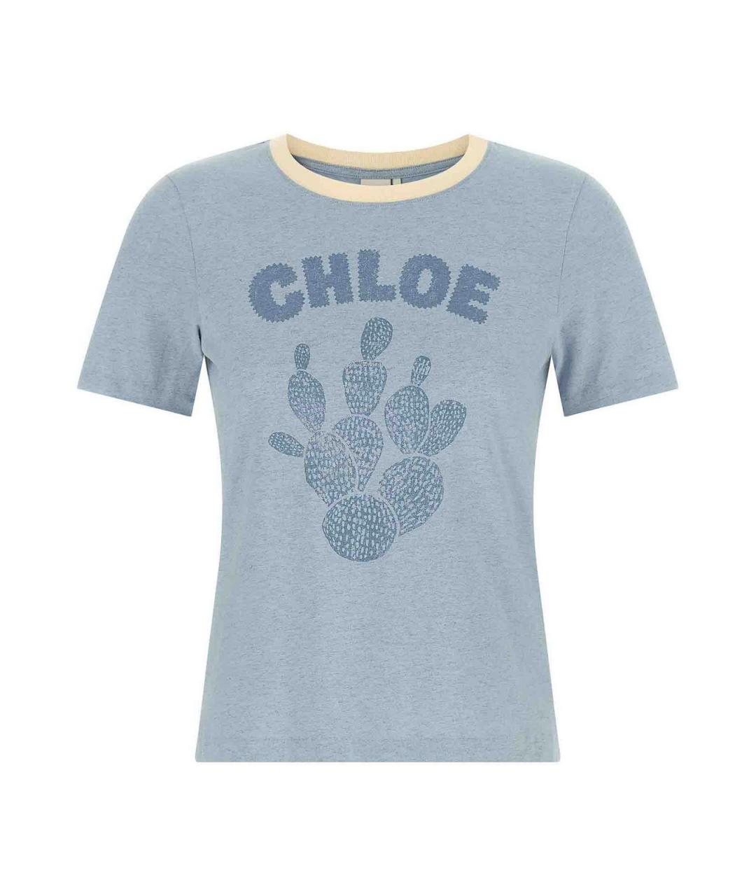 CHLOE Голубая хлопковая футболка, фото 1