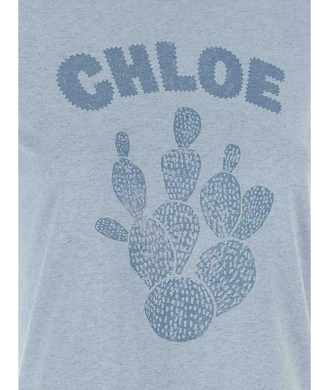 CHLOE Голубая хлопковая футболка, фото 4