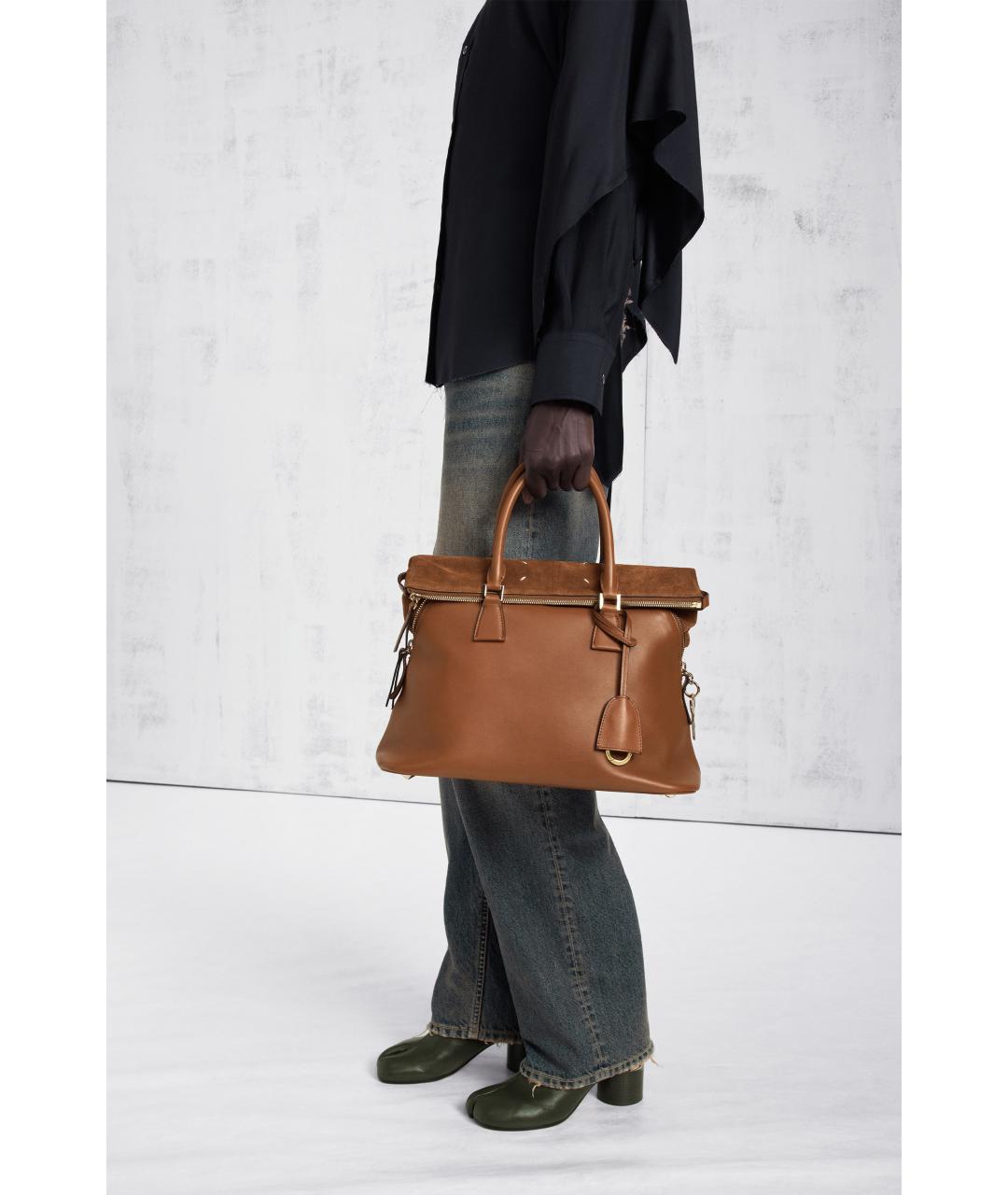 MAISON MARGIELA Коричневая кожаная сумка тоут, фото 5
