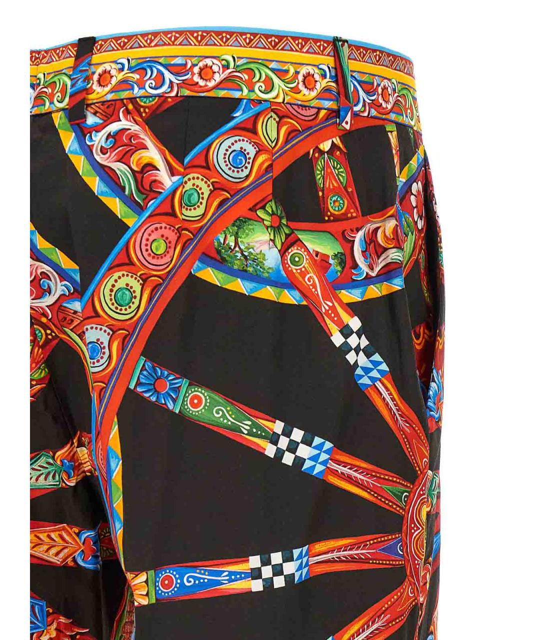 DOLCE&GABBANA Мульти хлопковые прямые брюки, фото 4