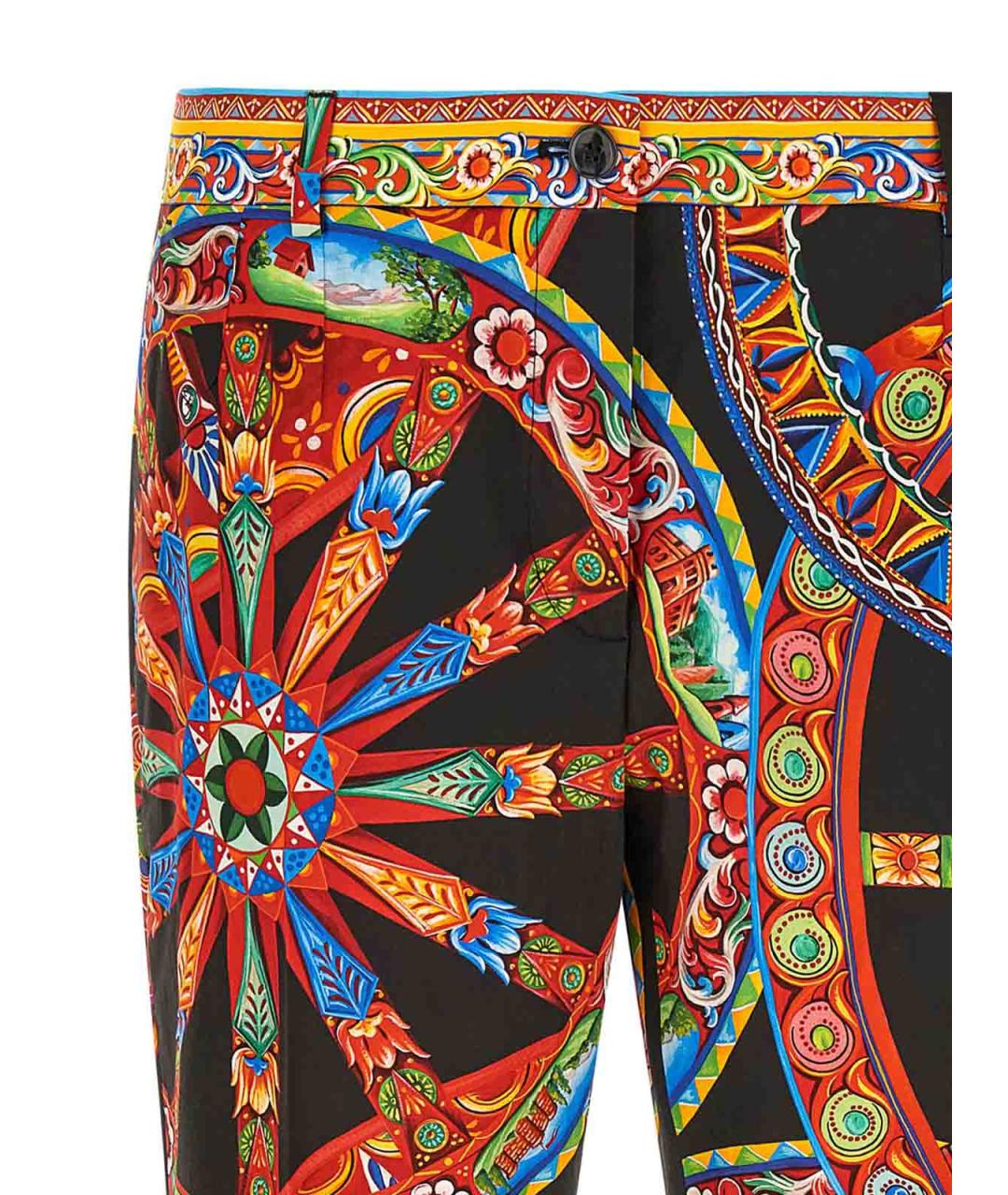 DOLCE&GABBANA Мульти хлопковые прямые брюки, фото 3
