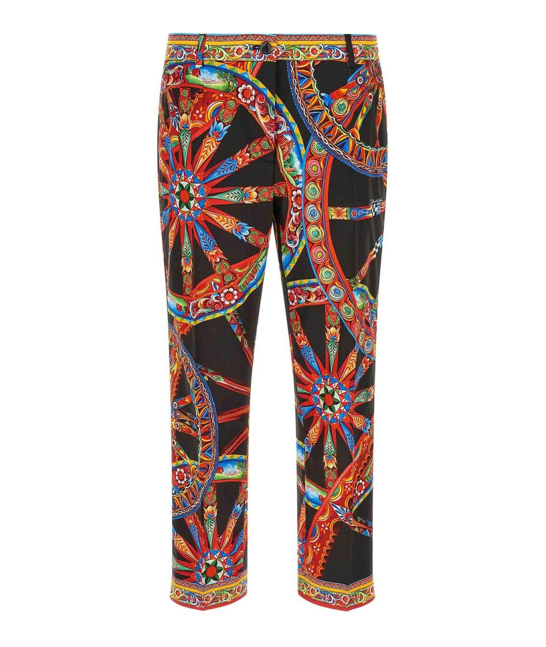 DOLCE&GABBANA Мульти хлопковые прямые брюки, фото 1