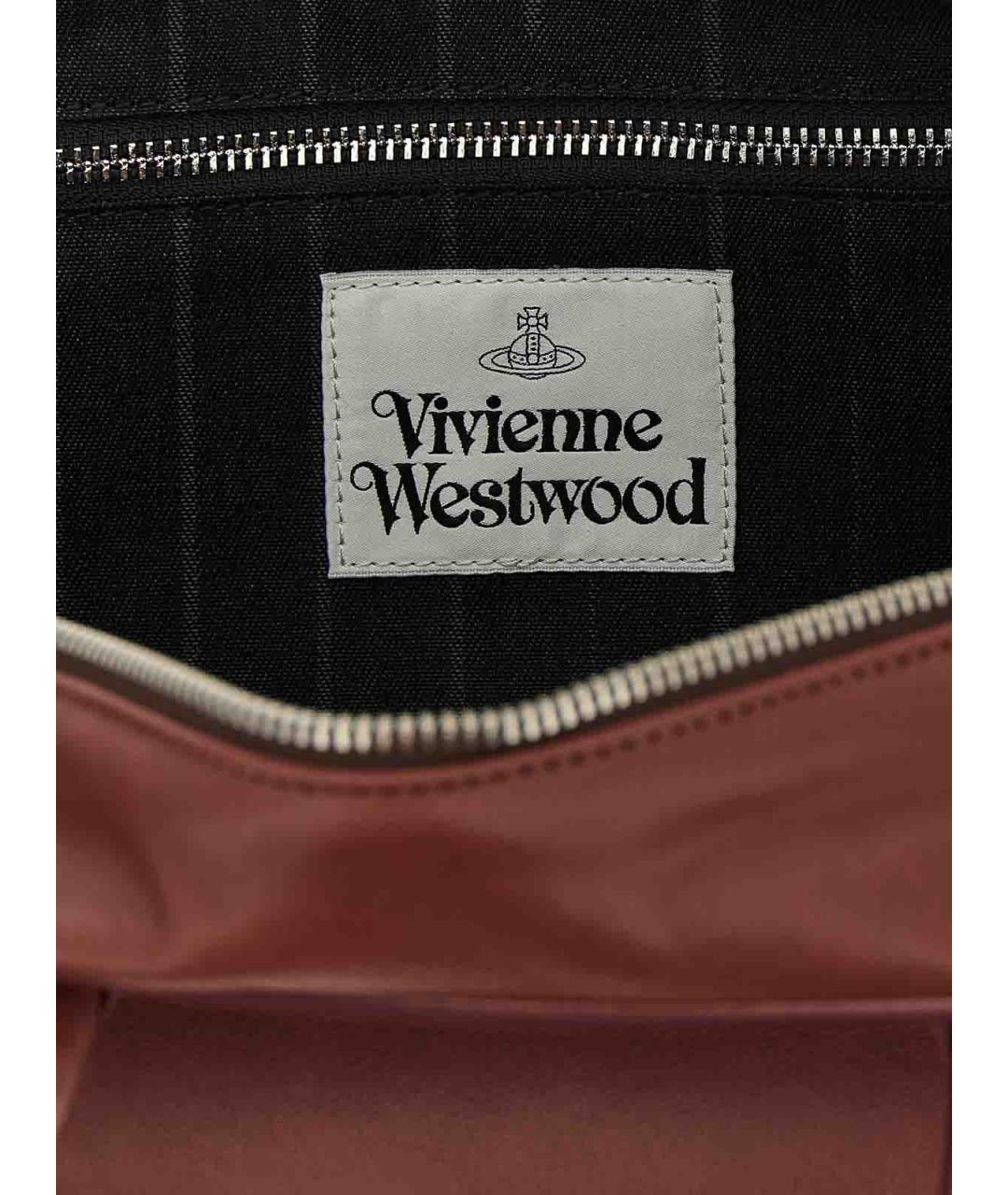 VIVIENNE WESTWOOD Коричневая кожаная сумка через плечо, фото 4