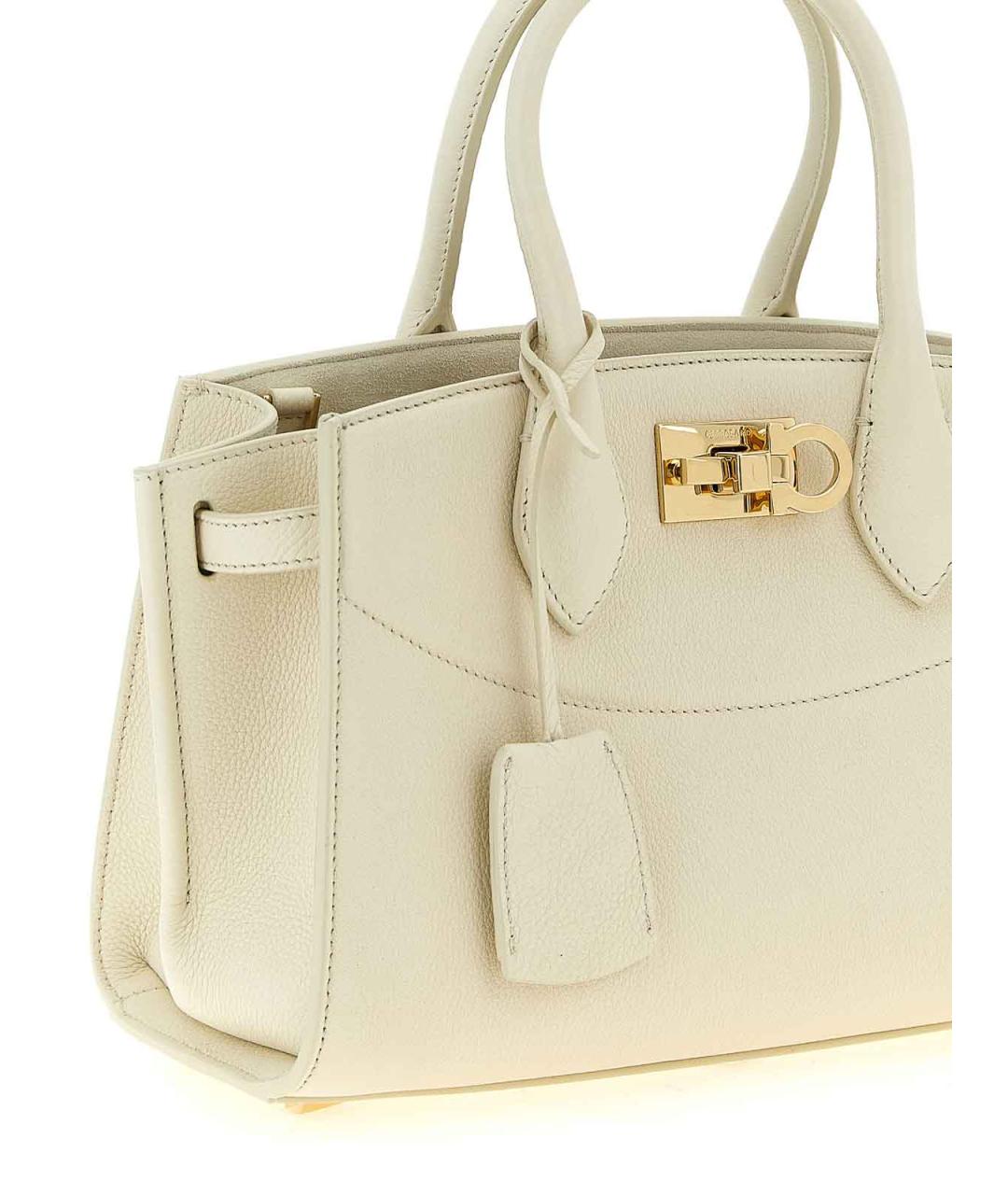 FERRAGAMO Белая кожаная сумка тоут, фото 3