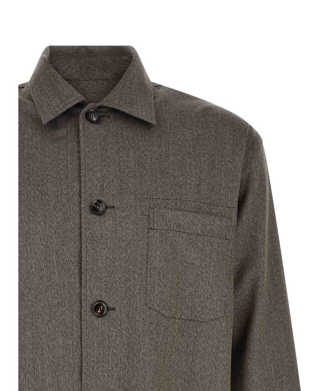 BRIONI Коричневая шерстяная кэжуал рубашка, фото 3