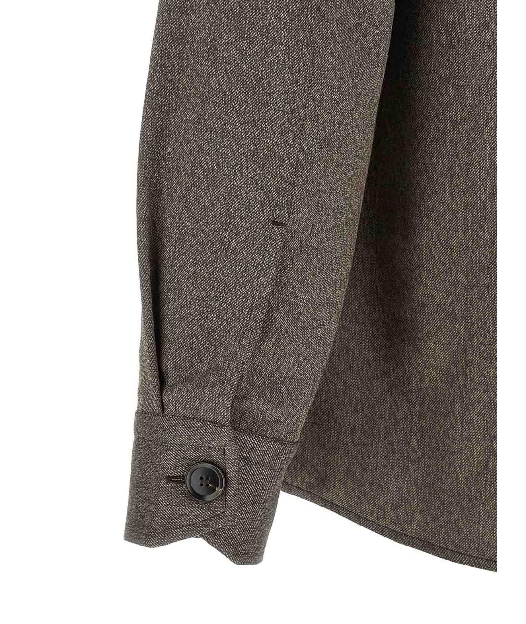 BRIONI Коричневая шерстяная кэжуал рубашка, фото 4