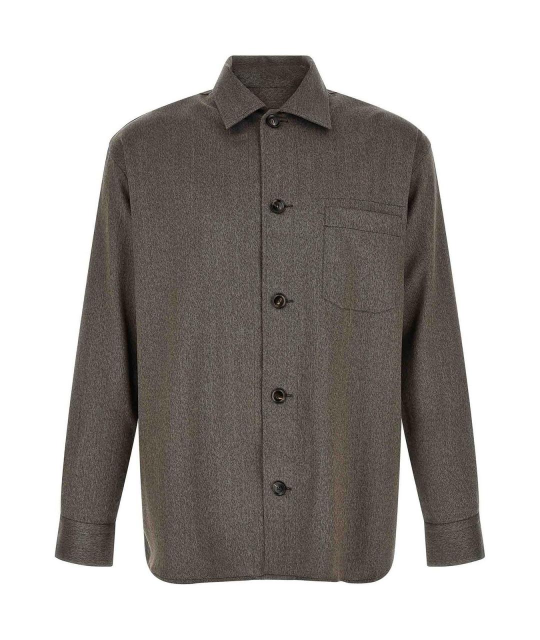 BRIONI Коричневая шерстяная кэжуал рубашка, фото 1