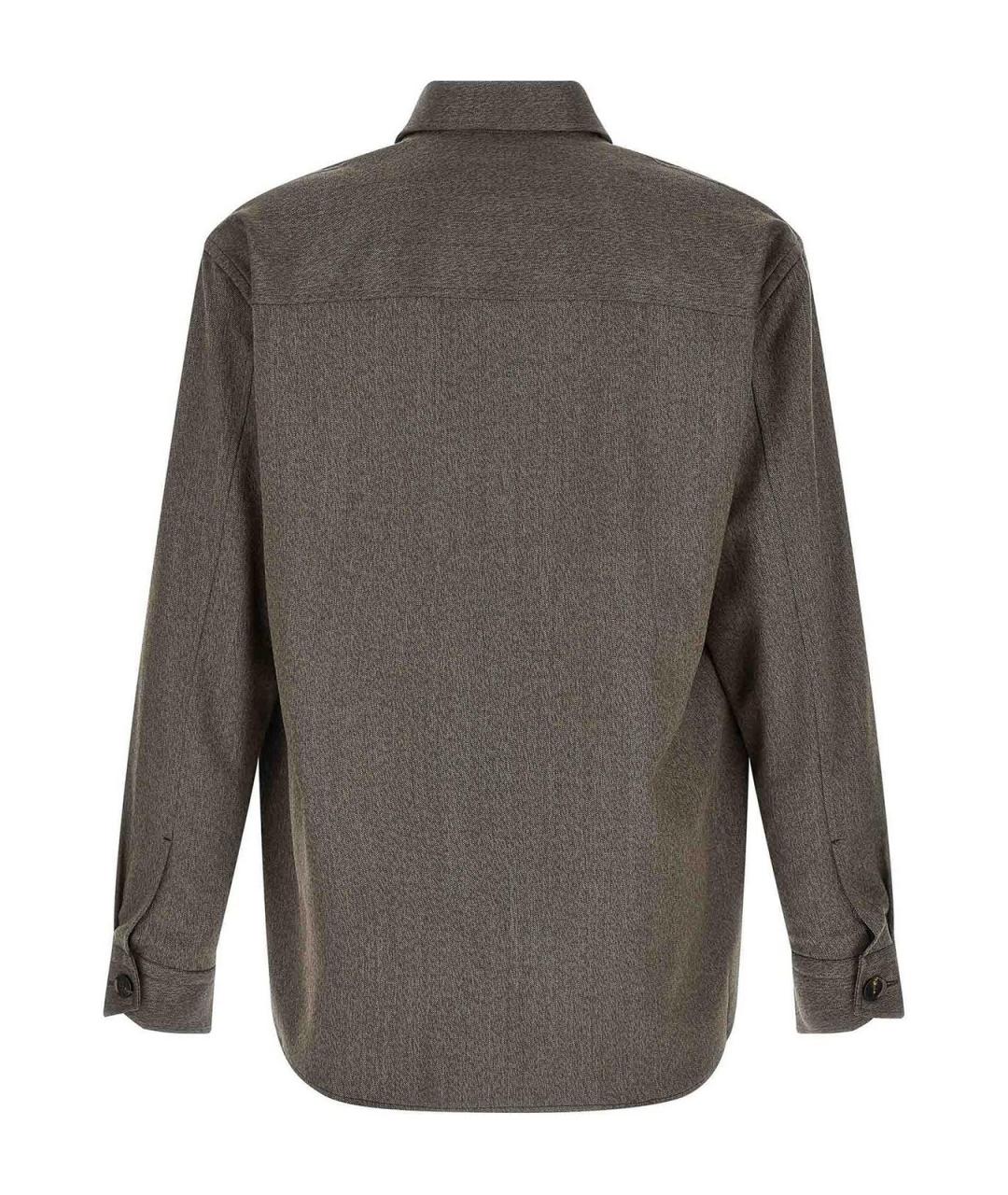 BRIONI Коричневая шерстяная кэжуал рубашка, фото 2
