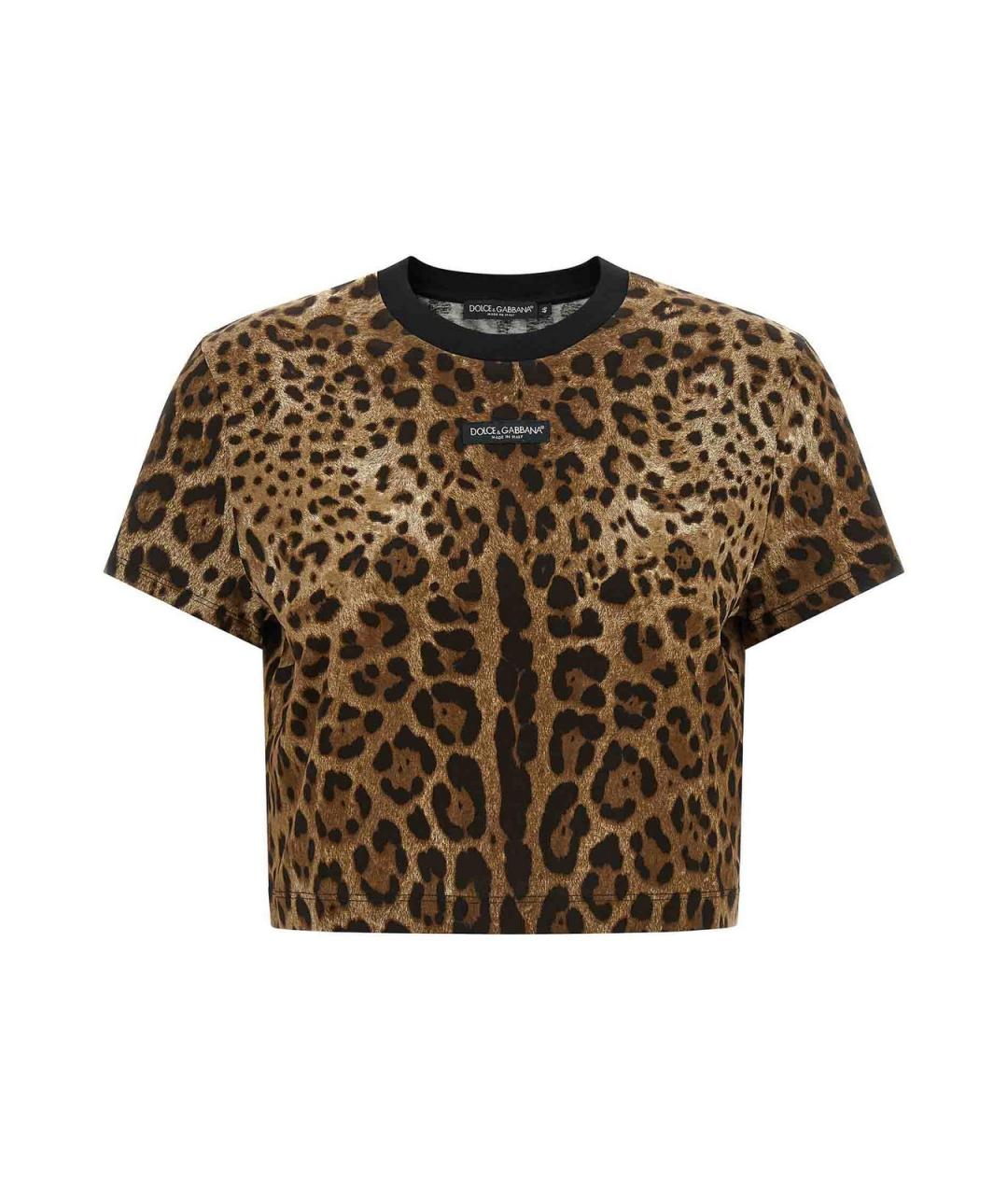 DOLCE&GABBANA Коричневая хлопковая футболка, фото 1
