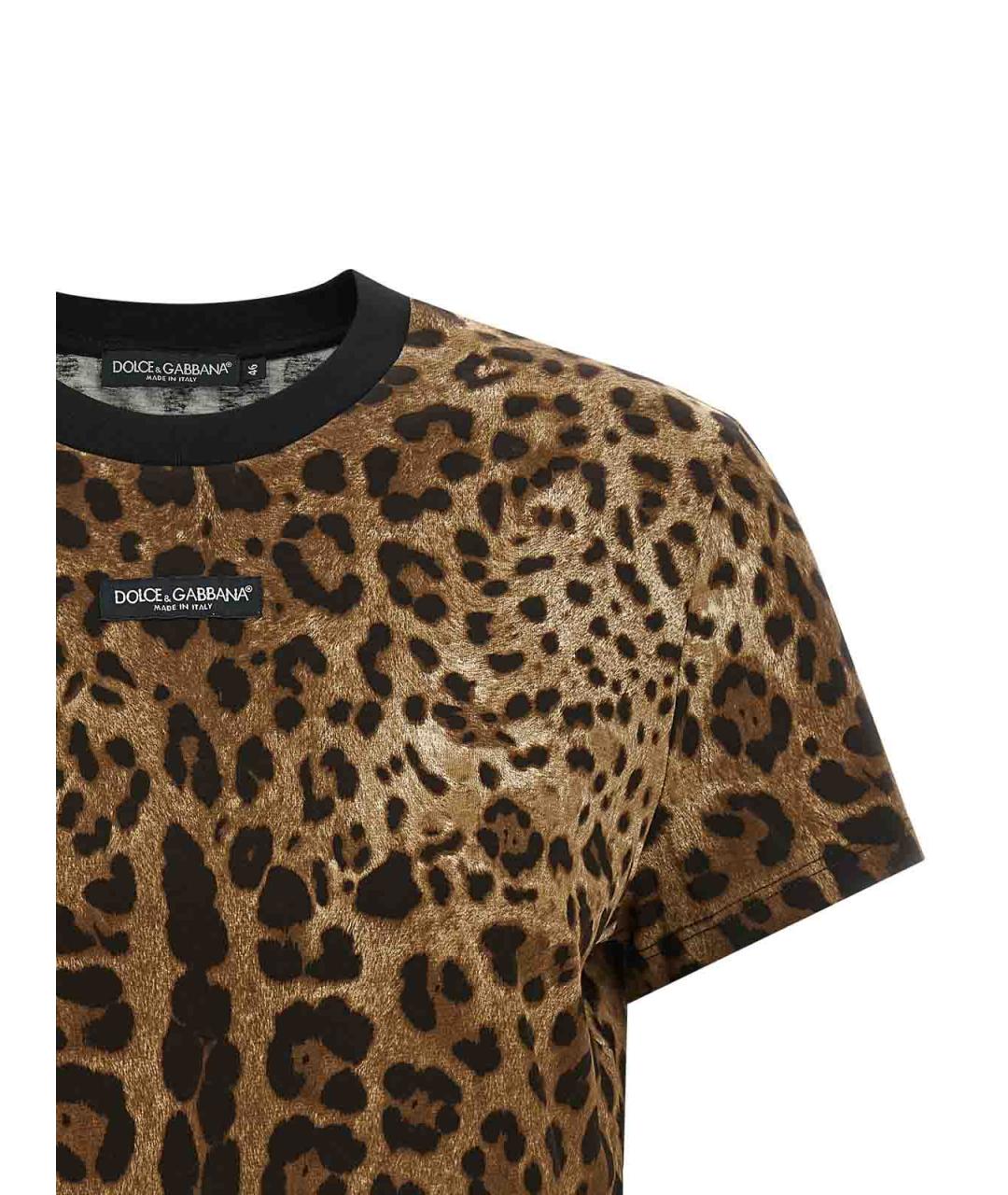 DOLCE&GABBANA Коричневая хлопковая футболка, фото 3