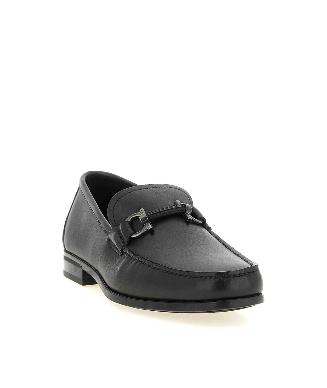 FERRAGAMO Черные кожаные лоферы, фото 2
